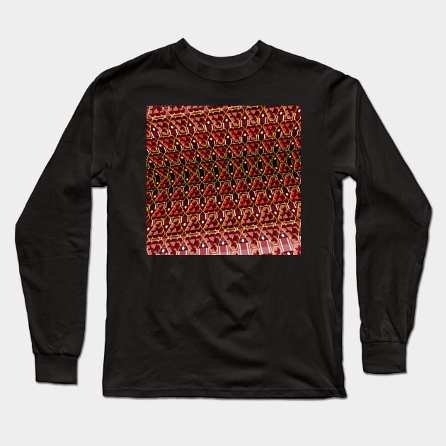 Red Optical Illusion Mosaic Long Sleeve T-Shirt by schizolad